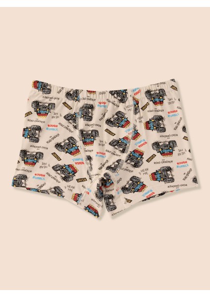 Erkek Çocuk Organik Pamuklu Likralı Boxer Araba Empirme 3'lü Paket