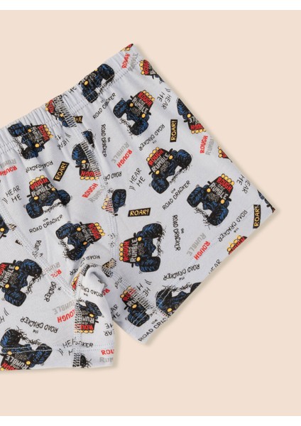 Erkek Çocuk Organik Pamuklu Likralı Boxer Araba Empirme 3'lü Paket