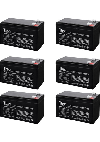 12V 7AH 20HR Bakımsız Kuru Tip Akü 6 Adet Özel