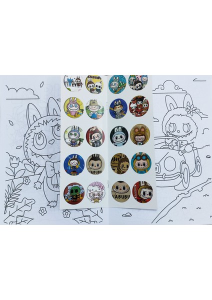 6 Adet Stickerli Boyama Kitabı 12 Li Kuru Boya Kalemi AD5010