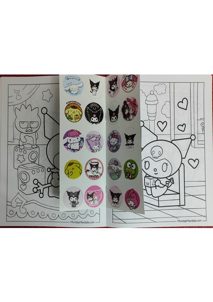 6 Adet Stickerli Boyama Kitabı 12 Li Kuru Boya Kalemi AD5011