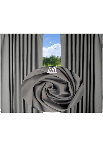 Blackout Karartma Fon Perde.gri Renk.4 Farklı Ölçü.pilesisiz Düz Dikim