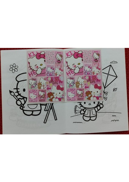 6 Adet Stickerli Boyama Kitabı 12 Li Kuru Boya Kalemi AD5015