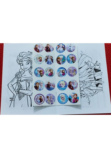 6 Adet Stickerli Boyama Kitabı 12 Li Kuru Boya Kalemi AD5015