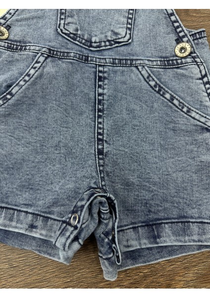 Bebek Denim Salopet Takım Şapkalı 3’lü Yazlık Kombin