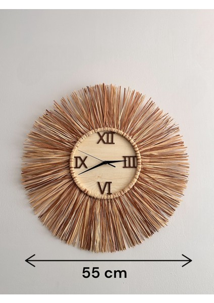 Bohem Modern Ahşap Rafya Duvar Saati fiyatları