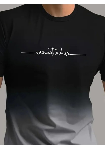 Erkek Kısa Kollu Bisiklet Yaka Baskılı Süprem T-Shirt