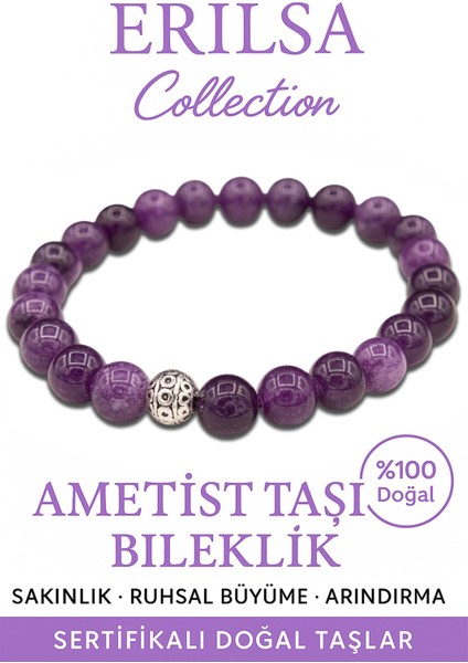 Sertifikalı Gerçek Ametist Taşı Bileklik - Hindistan
