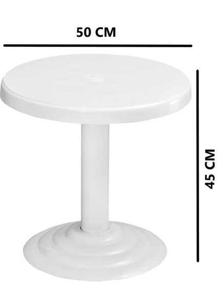 MT-GF401 Beyaz Spark Bahçe Balkon Kısa Sehpa Ø50 cm