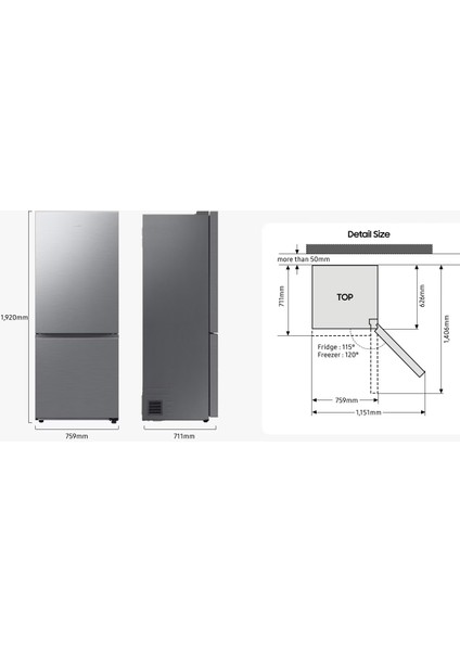 RB50DG601EWW 508 Litre Beyaz Alttan Donduruculu Buzdolabı