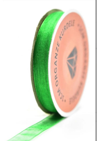 Toptanhobi.com Yaprak Yeşil Organze 0,6 mm Kurdela 25 Metre