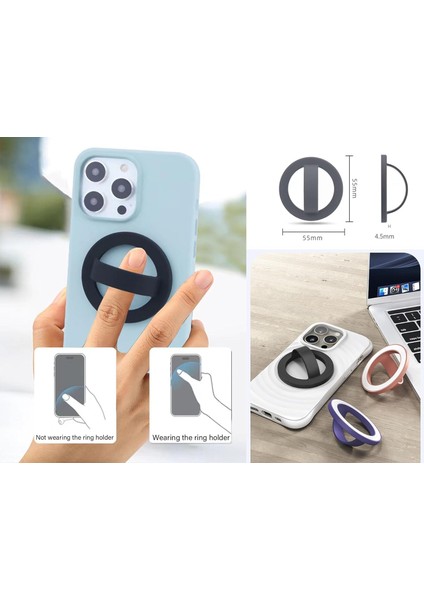Apple iPhone 16 Manyetik Mıknatıslı Yüzüklü Halka Tutucu