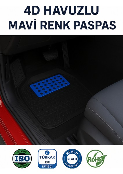 Seat Leon Mk4 Otom. 2021- Hasırlı 4d Havuzlu Mavi Oto Paspası