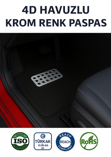 Dfsk E5 Plug-In 2024+ Hasırlı 4d Havuzlu Krom Oto Paspası