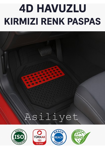 Renault Duster E-Tech Full Hybrid 2024- Hasırlı 4d Havuzlu Kırmızı Oto Paspası