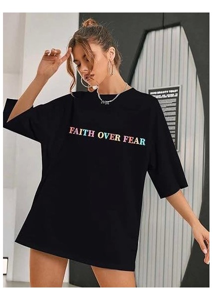 Bisiklet Yaka Baskılı T-Shirt - Siyah