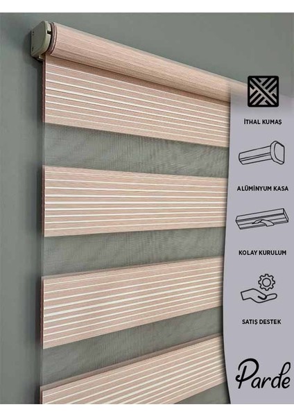 Lina Serisi Ithal Kumaş Pembe Bambu Zebra Stor Perde fiyatları