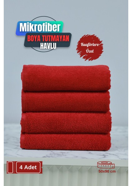 Kuaförlere Özel Boya Tutmayan Mikrofiber Saç Havlusu 50 x 90 cm 4'lü Set