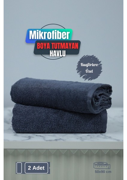 Kuaförlere Özel Boya Tutmayan Mikrofiber Saç Havlusu 50 x 90 cm 2'li Set