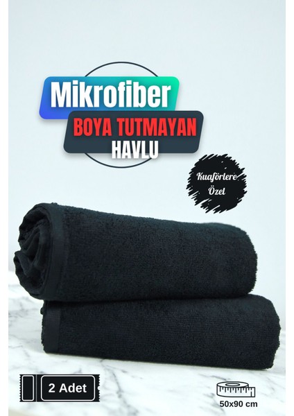 Kuaförlere Özel Boya Tutmayan Mikrofiber Saç Havlusu 50 x 90 cm 2'li Set