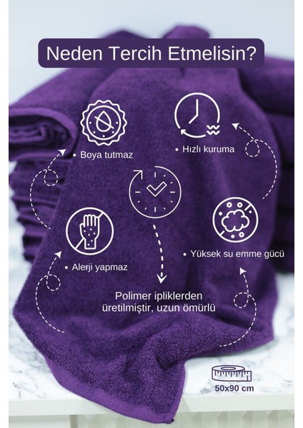 Kuaförlere Özel Boya Tutmayan Mikrofiber Saç Havlusu 50 x 90 cm 12'li Set