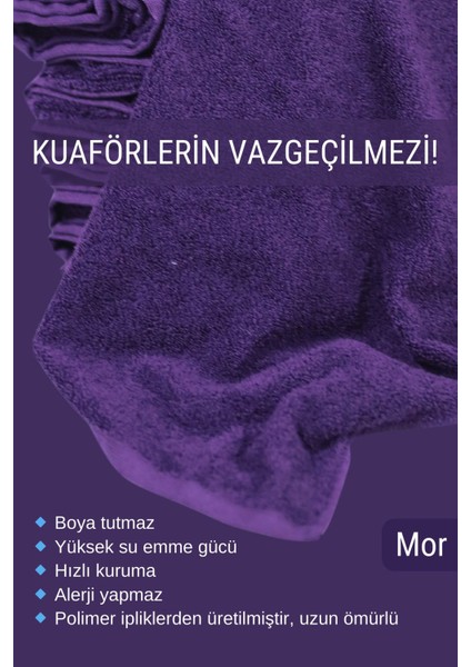 Kuaförlere Özel Boya Tutmayan Mikrofiber Saç Havlusu 50 x 90 cm 12'li Set
