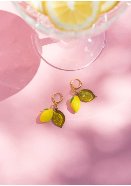 Murano Yapraklı Limon Küpe
