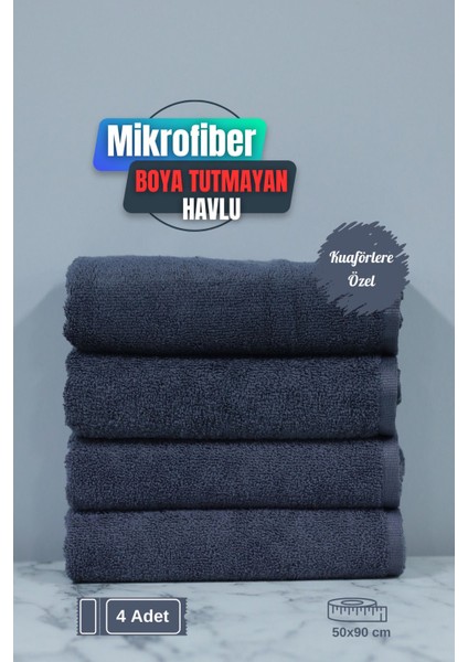 Kuaförlere Özel Boya Tutmayan Mikrofiber Saç Havlusu 50 x 90 cm 4'lü Set