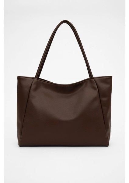 Kadın Omuz Çanta Kahverengi Büyük Boy Shopper