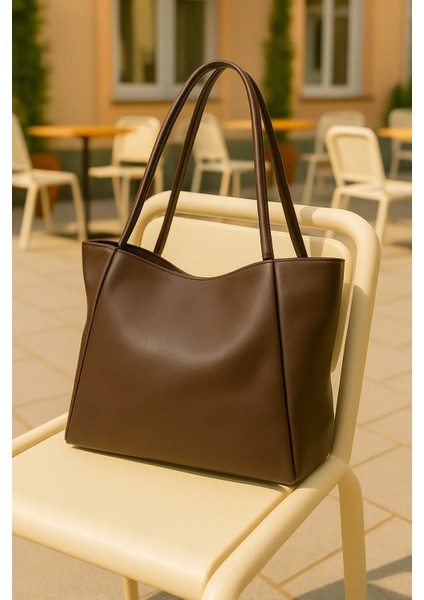 Kadın Omuz Çanta Kahverengi Büyük Boy Shopper fırsatları