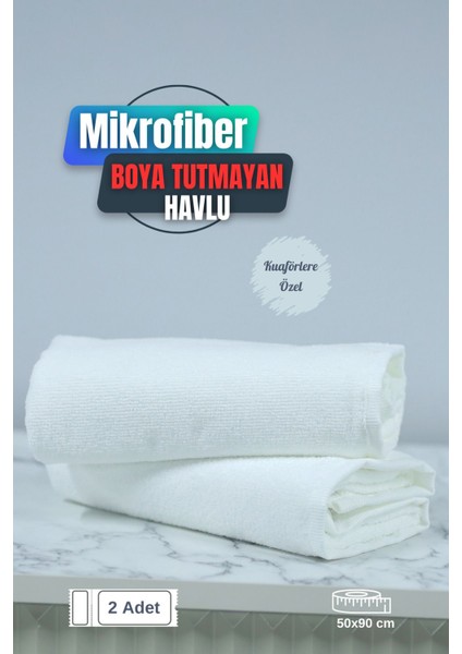 Kuaförlere Özel Boya Tutmayan Mikrofiber Saç Havlusu 50 x 90 cm 2'li Set