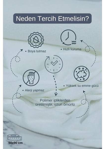Kuaförlere Özel Boya Tutmayan Mikrofiber Saç Havlusu 50 x 90 cm 2'li Set