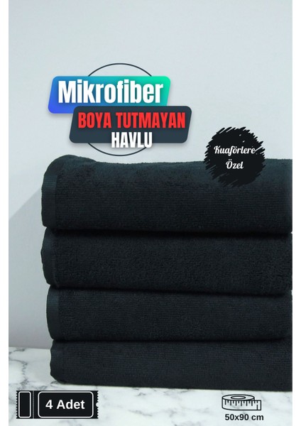 Kuaförlere Özel Boya Tutmayan Mikrofiber Saç Havlusu 50 x 90 cm 4'lü Set