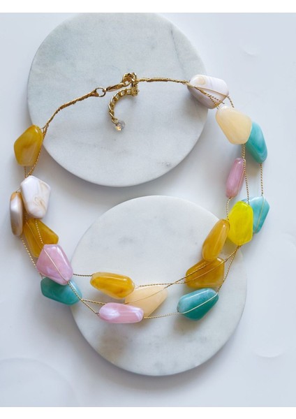 Renkli Tel Choker Kolye