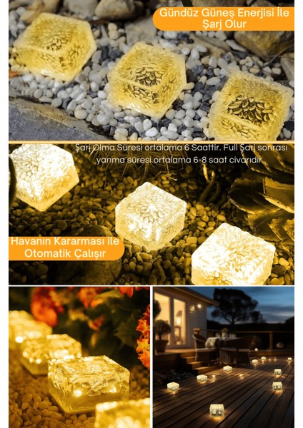 1ADET Solar Premium Kalite Cam Dekoratif Zemin Bahçe Aydınlatma Güneş Enerjili fiyatları
