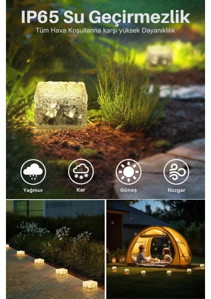 1ADET Solar Premium Kalite Cam Dekoratif Zemin Bahçe Aydınlatma Güneş Enerjili modelleri