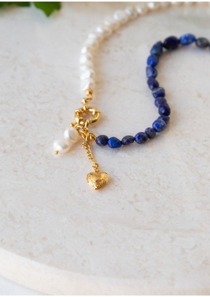 Doğal Lapis Lazuli Taşı - Inci Kolye
