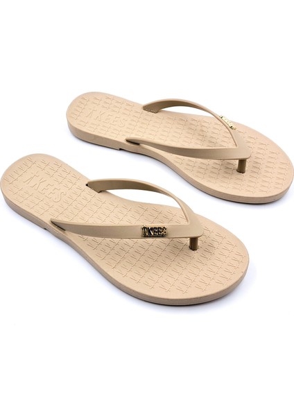 Tp201 Krem Renk Flip Flop Kadın Parmak Arası Plaj Terlik