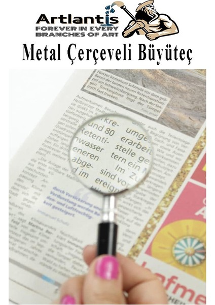 Metal Büyüteç 90 mm 1 Adet 6x Plastik Sap Çerçeveli 9 cm Büyüteç Merçek Okul Büro Ofis Krom Kaplama Büyüteç