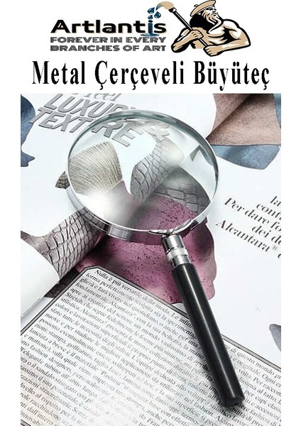 Metal Büyüteç 90 mm 1 Adet 6x Plastik Sap Çerçeveli 9 cm Büyüteç Merçek Okul Büro Ofis Krom Kaplama Büyüteç