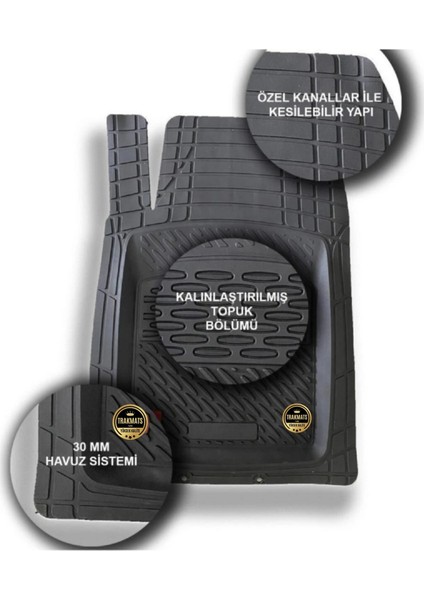 Kıa Rıo Sedan 2005-2011 Kesilebilir Havuzlu Oto Paspas Kırmızı modelleri