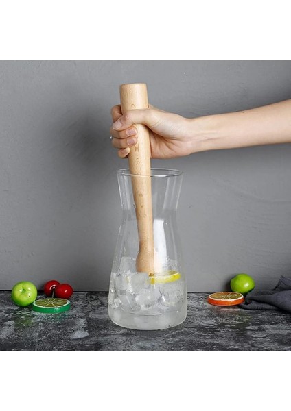 Ahşap Mojito Tokmağı Jigger 3/6 cl Çatallı Bar Kaşığı Kokteyl Ölçeği Bartender Tokmak Kokteyl Seti