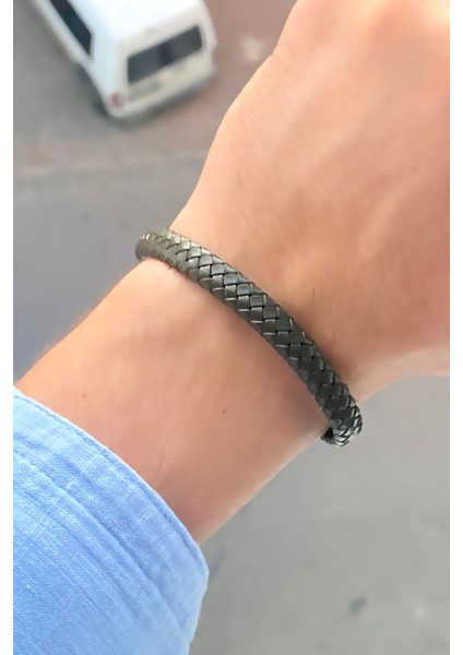 Premium Kalite Şık Tasarım Özel Mıknatıs Klipsli Erkek Deri Bileklik