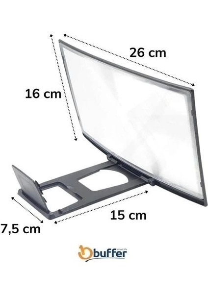 Curved Model Katlanabilir 3D Ekran Amplifikatör Projektör Standı Tüm Akıllı Telefon
