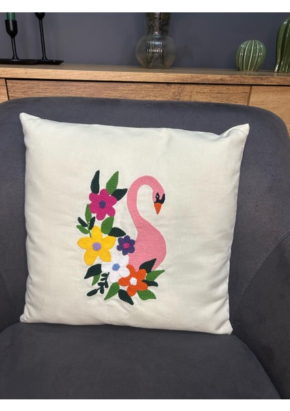 Kuğulu Kırlent Kılıfı - Punch Işlemeli modelleri