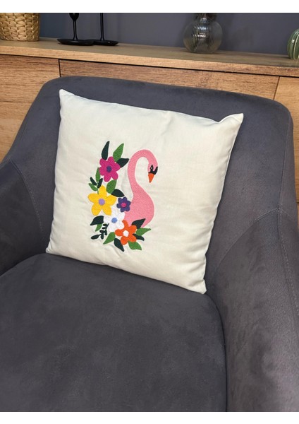 Kuğulu Kırlent Kılıfı - Punch Işlemeli fırsatları