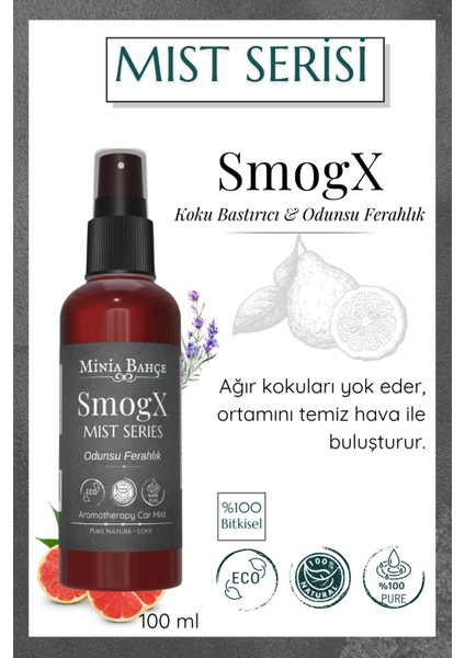 Smogx Mist Sedir, Çay Ağacı & Narenciye Yağlı Koku Bastırıcı Aromaterapi Vücut Spreyi (100 Ml)