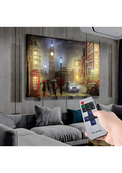 LED Işıklı Uzaktan Kumandalı Londra Gece Kanvas Tablo fiyatları