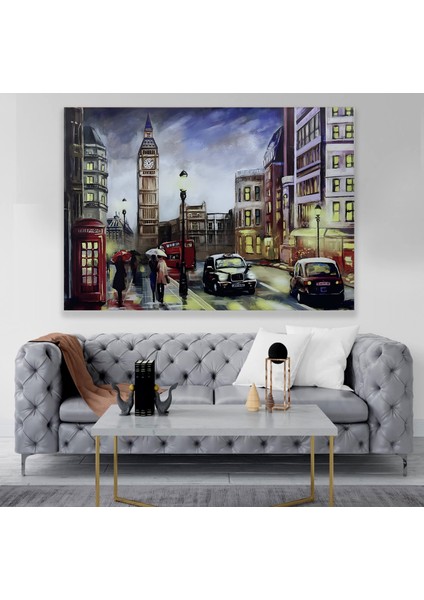 LED Işıklı Uzaktan Kumandalı Londra Gece Kanvas Tablo modelleri