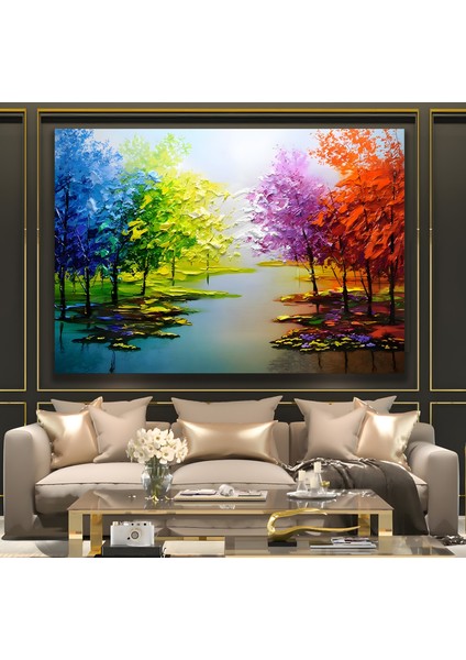 Renkli Ağaçlar Kanvas Tablo